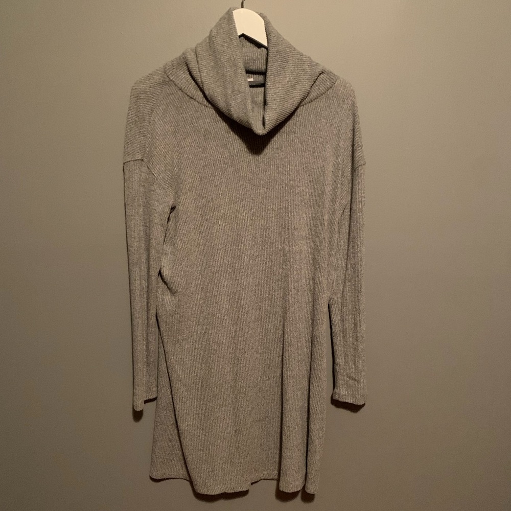 GAP Ribbed Long-sleeve Dress - Small (Gray)